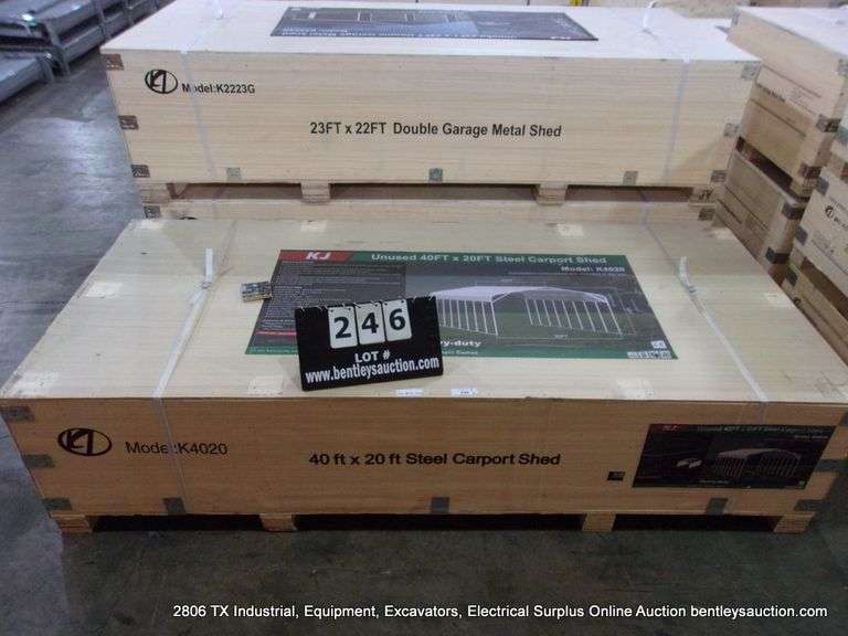 KJ ALL METAL K4020 40' X 20' STEEL COVERED CARPORT SHED - WHITE