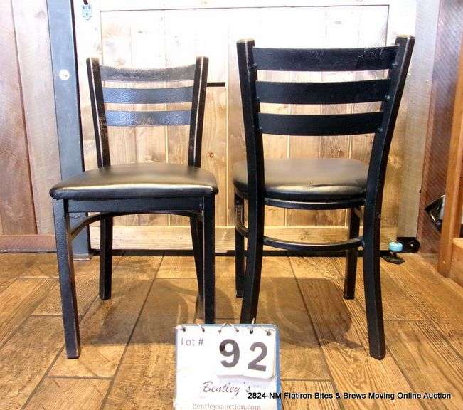 SHORT RESTAURANT LADDER BACK METAL CHAIR (ONLY 1 CHAIR - PIC IS FRONT & BACK VIEW)