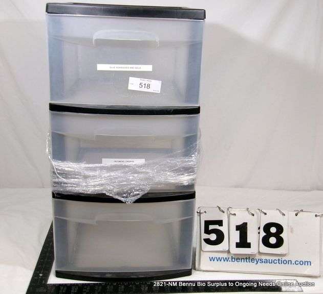 PLASTIC BIN SHELF, 3 DRAWER