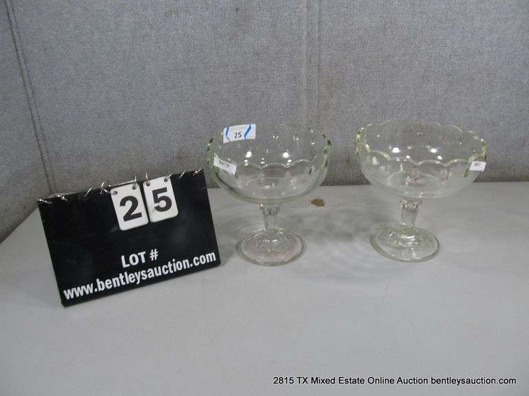 LOT: (2) INDIANA GLASS SCALLOPED EDGE PEDESTAL COMPOTES