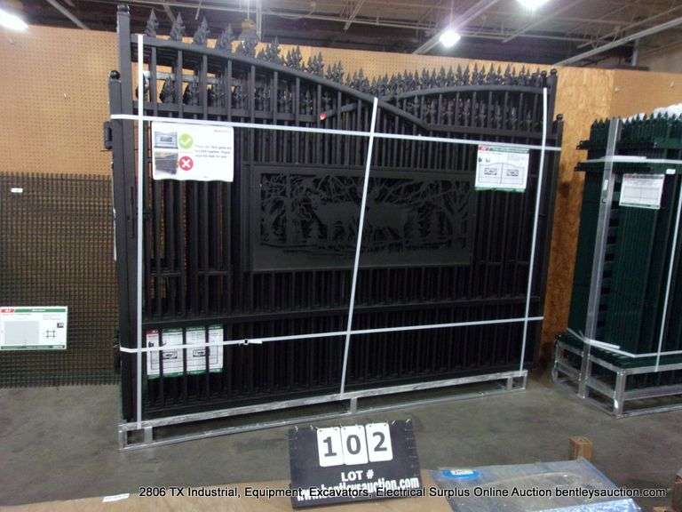 KJ ALL-METAL BLACK POWDER COATED 20' X 7' DRIVEWAY GATES - FARM MOTIF