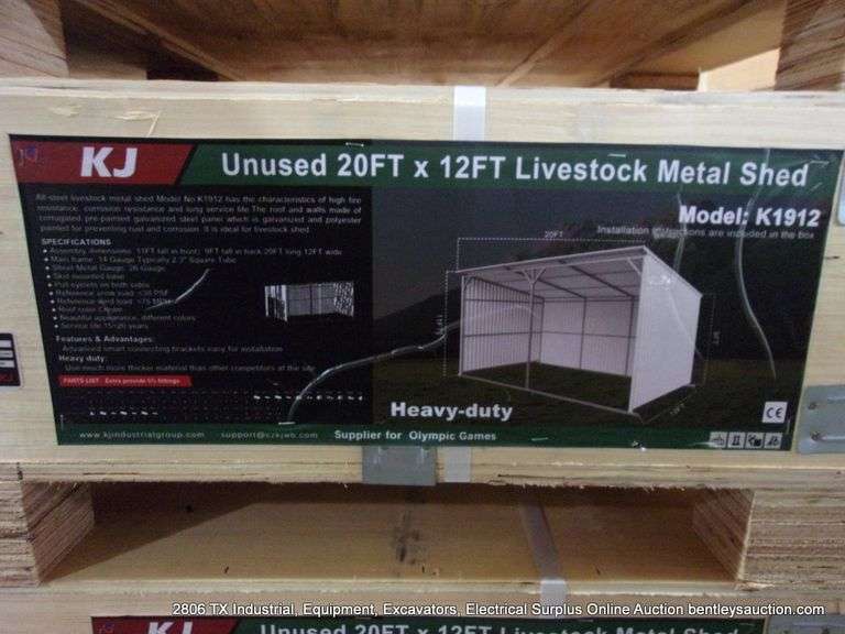 KJ ALL METAL K1912 20' X 12' STEEL LIVESTOCK METAL WEATHER SHED - WHITE
