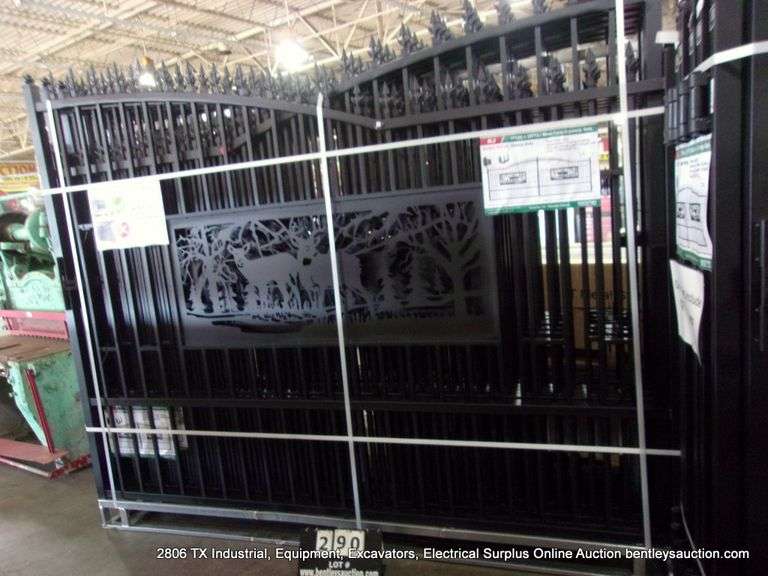 KJ ALL METAL K0720 HEAVY DUTY BLACK POWDER COATED METAL FARM DECORATIVE GATE- DEER MOTIF, 7' X 20'