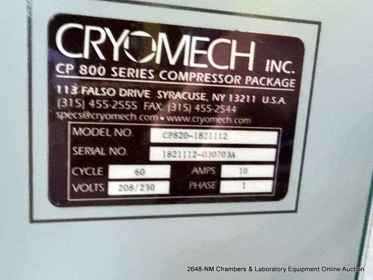 CRYOMECH CB820-1821112 CHILLER