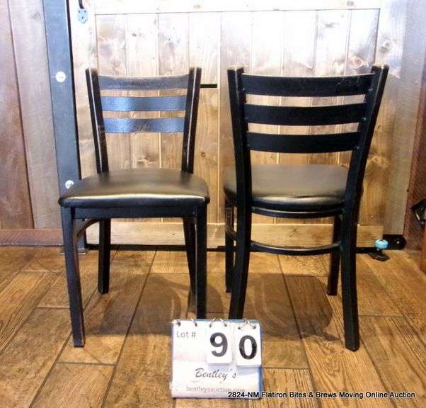 SHORT RESTAURANT LADDER BACK METAL CHAIR (ONLY 1 CHAIR - PIC IS FRONT & BACK VIEW)