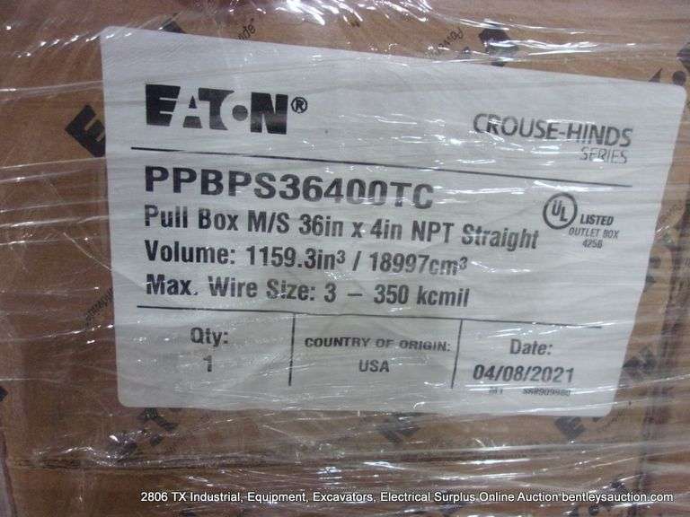 PALLET: EATON PPBPS36400TB - PULL BOX M/S 36" X 4" NPT 90 DEGREE - 30 PC'S