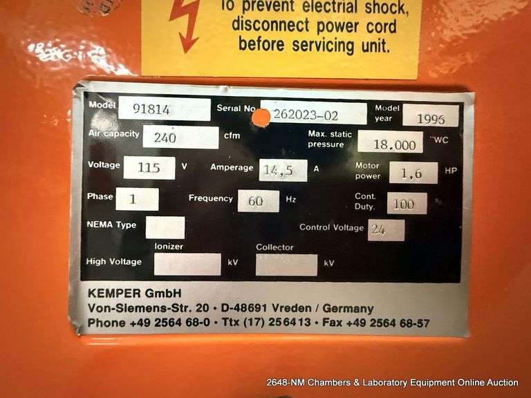 KEMPER 91814 SUCTION AND FILTER UNIT