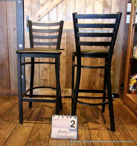 29" TALL RESTAURANT LADDER BACK BAR STOOL (ONLY 1 CHAIR - PIC IS FRONT & BACK VIEW)