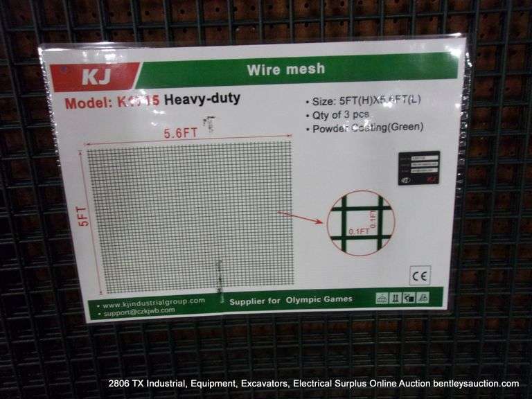 KJ ALL-METAL GREEN POWDER CRATED WIRE MESH PANELS - 5' X 5' X 6" (3X MONEY)
