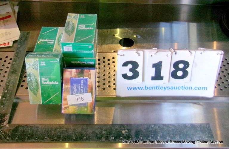 6 BOXES OF MINT TOOTHPICKS, 1 REGULAR BOX OF TOOTHPICKS