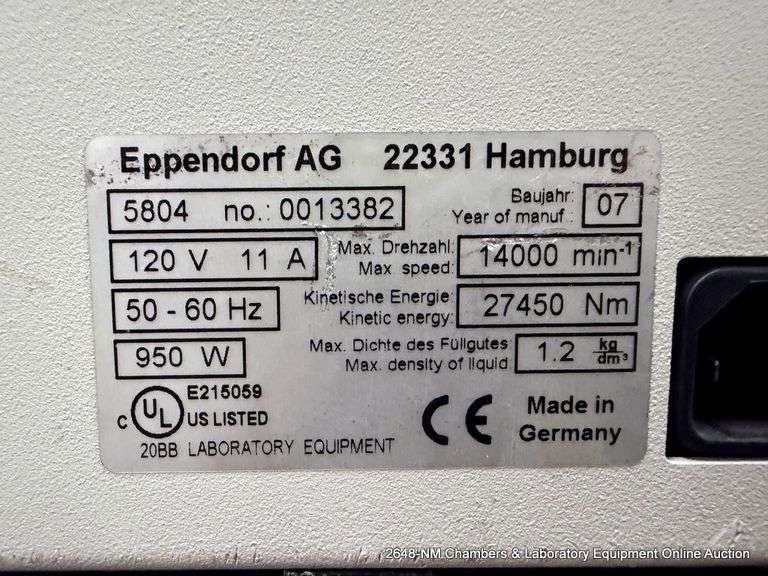 EPPENDORF 5804 CENTRIFUGE