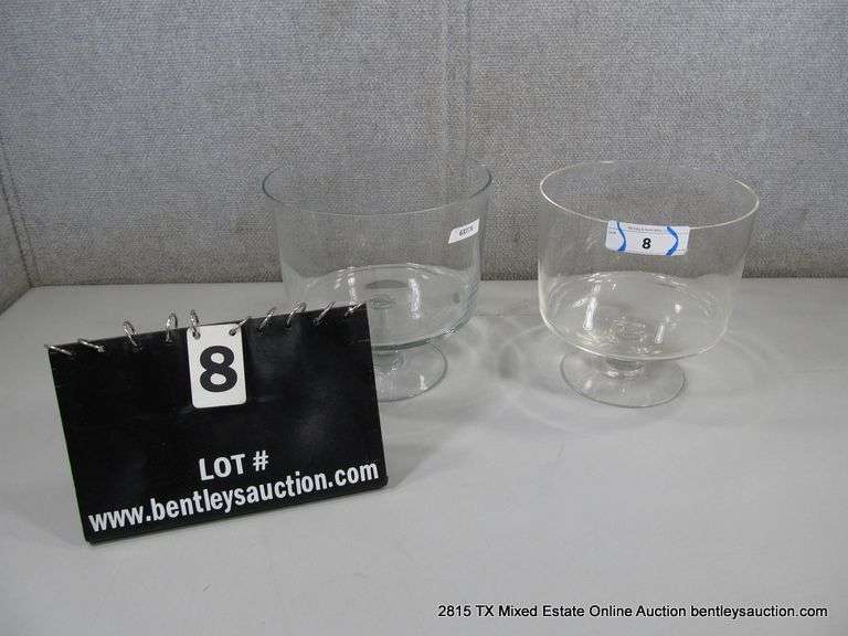 (2) CLEAR GLASS PEDESTAL TRUFFLE BOWLS