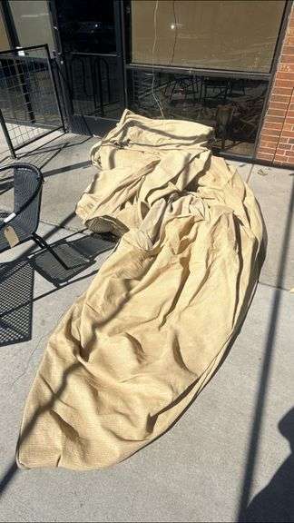 LARGE BROWN PATIO CANVAS - TORN IN PLACES