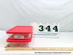 2 - GLASS PYREX STORAGE CONTAINER (MEDIUM) 2 X MONEY