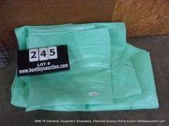 LOT: (2) GREEN REINFORCED WEATHER TARPS - UNKNOWN SIZE