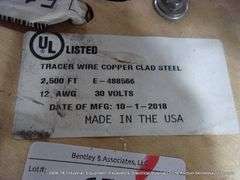 WOODEN SPOOL 12AWG COPPER TRACER WIRE - COPPER CLAD STEEL - ORANGE - 2500'