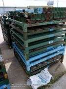 STACK: 9 METAL FRAMED STACK-ALL PALLETS W/ ARMS (9X MONEY)