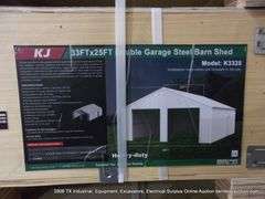 KJ ALL-METAL K3325 33' X 25' DOUBLE GARAGE STEEL BARN SHED - WHITE