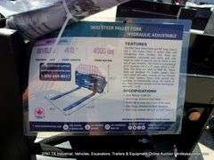 WOLVERINE SKID STEER PALLET FORK HYDRAULIC ADJUSTABLE MODEL: PFA-11-3300G