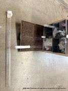 METAL CABINET W/ ASSORTED GLASSWARE