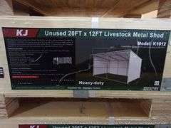 KJ ALL METAL K1912 20' X 12' STEEL LIVESTOCK METAL WEATHER SHED - WHITE