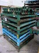 STACK: 9 METAL FRAMED STACK-ALL PALLETS W/ ARMS (9X MONEY)