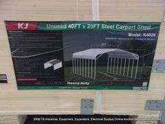 KJ ALL METAL K4020 40' X 20' STEEL COVERED CARPORT SHED - WHITE