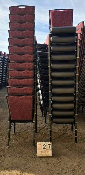BERTOLINI METAL FRAME STACKABLE BANQUET CHAIRS - RED (24X MONEY)