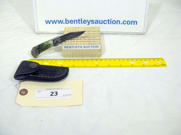 FOLDING KNIFE 5-1/2" W/ SHEATH - MULTICOLORED HANDLE