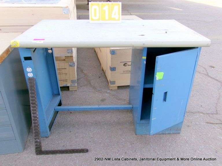 WOOD TOP 1-DOOR CABINET W/ ELECTRICAL, 34" X 28" X 48"