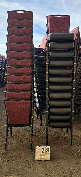 BERTOLINI METAL FRAME STACKABLE BANQUET CHAIRS - RED (24X MONEY)