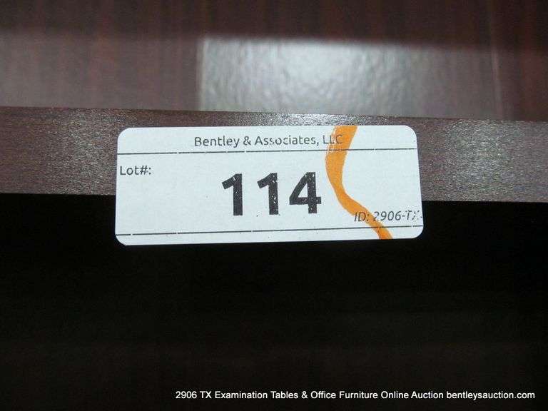 DARK STAINED WOOD LAMINANT 6-LEVEL ADJUSTABLE OFFICE SHELF, 3' X 1' X 7'