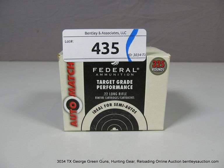 Target Grade Box BOX OF FEDERAL TARGET GRADE .22 LONG RIFLE AMMUNITION, 325 ROUNDS ...