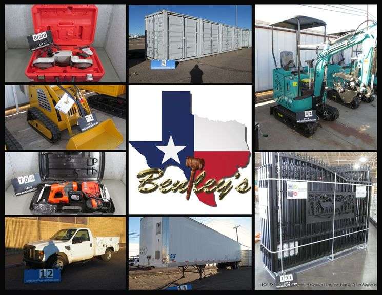 3031-TX Industrial, Equipment, Excavators, Electrical Surplus Online Auction