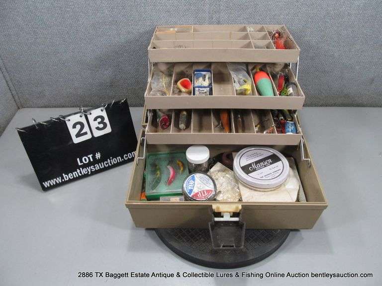 THREE TRAY TACKLE BOX W/ ASSORTED TACKLE & LURES