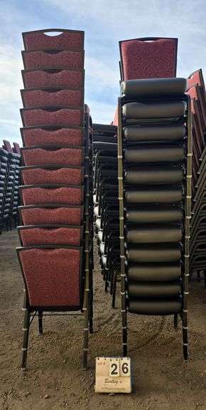 BERTOLINI METAL FRAME STACKABLE BANQUET CHAIRS - RED (24X MONEY)