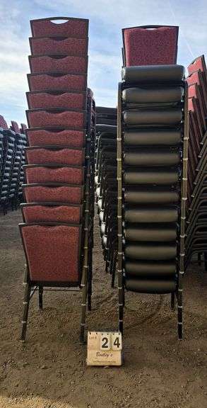 BERTOLINI METAL FRAME STACKABLE BANQUET CHAIRS - RED (24X MONEY)