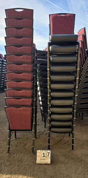 BERTOLINI METAL FRAME STACKABLE BANQUET CHAIRS - RED (24X MONEY)