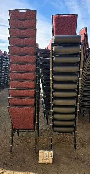 BERTOLINI METAL FRAME STACKABLE BANQUET CHAIRS - RED (24X MONEY)