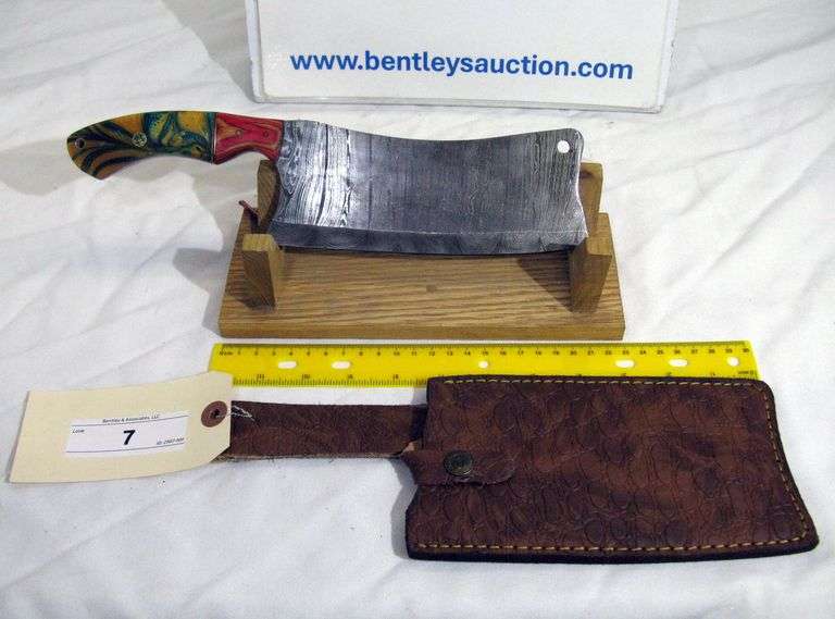 MEAT CLEAVER 12" W/ SHEATH - MULTICOLORED HANDLE