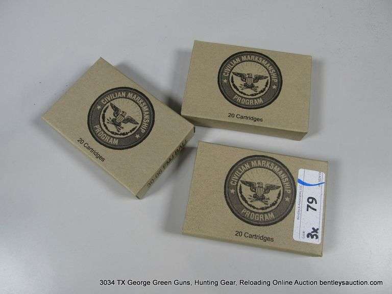 3 - 30-06 FMJ BALL CIVILIAN MARKSMANSHIP PROGRAM, 20 CART. EACH, 3 X ...
