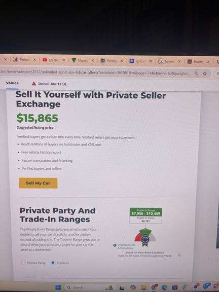 2012  JEEP  WRANGLER  UNLIMITED SPORT  (SUV)/(MPV)  71,464 MILES