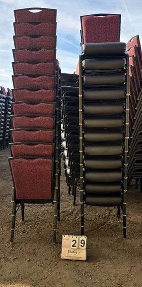 BERTOLINI METAL FRAME STACKABLE BANQUET CHAIRS - RED (24X MONEY)