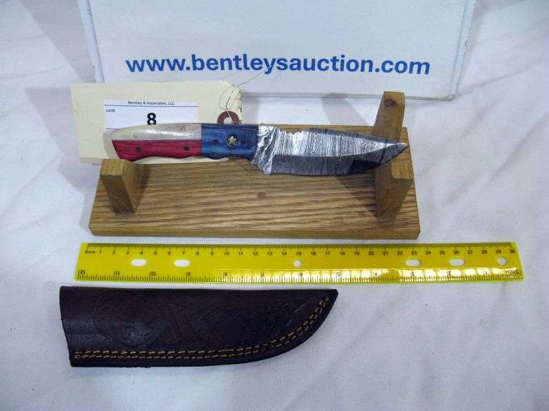 FIXED BLADE 8" TOTAL LENGTH W/ SHEATH - MULTICOLORED HANDLE