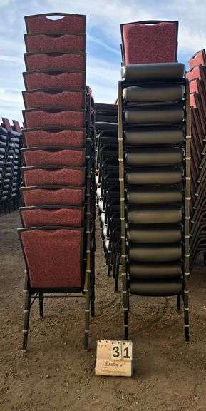 BERTOLINI METAL FRAME STACKABLE BANQUET CHAIRS - RED (24X MONEY)