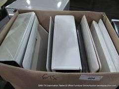 LOT: BOX OF 7 VARIOUS SIZED 3 RING BINDERS, DELL BLACK LAPTOP CARRY BAG