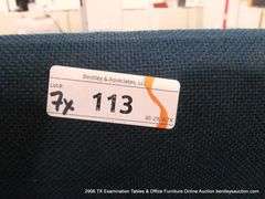 BLACK PAINTED METAL STACKABLE OFFICE CHAIRS W/ GREEN CUSHIONS (7X MONEY)