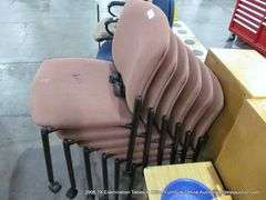 6 - ROLLING CHAIRS W/ PATTERNED UPHOLSTERY, 6 X MONEY