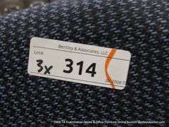 3 - OFFICE STOOLS, BLUE PATTERNED UPHOLSTERY, 3 X MONEY