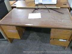 WOODEN DESK, 5 DRAWER, 60" X 30" X 29"